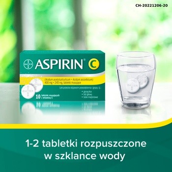 Aspirin C, 400 mg + 240 mg, tabletki musujące, 10 szt.