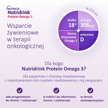 Nutridrink Protein Omega 3, płyn rześki smak truskawkowo-malinowy, 4 x 125 ml