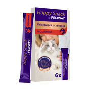 Happy snack by Feliway, relaksująca przekąska dla wszystkich kotów, wołowina, 6 x 15 g