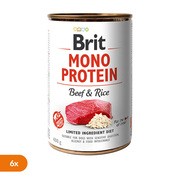 Zestaw 6 x Brit Mono Protein Beef & Rice, monobiałkowa karma mokra dla psów dorosłych, 400 g