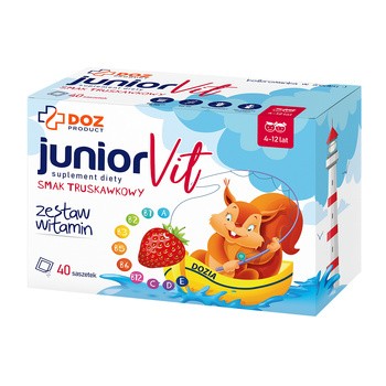 DOZ PRODUCT JuniorVit, proszek w saszetkach, smak truskawkowy, 40 szt.