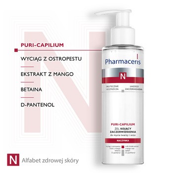 Pharmaceris N Puri-Capilium, żel kojący zaczerwienienia, do mycia twarzy i oczu, 190 ml
