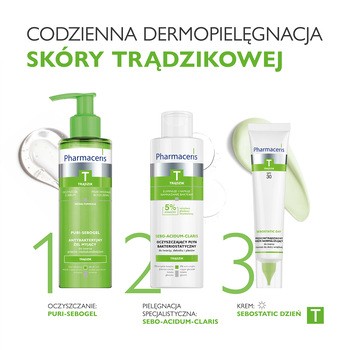 Pharmaceris T Sebo-Acidum-Claris, oczyszczający płyn bakteriostatyczny do twarzy, dekoltu i pleców, 190 ml