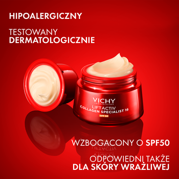 Vichy Liftactiv Collagen Specialist, krem SPF 50 redukujący 16 oznak starzenia, 50 ml