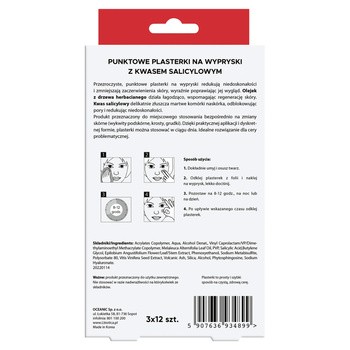 L`Biotica, punktowe plasterki na wypryski, 3 x 12 szt.