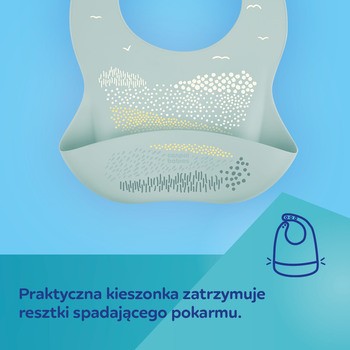 Canpol Babies, śliniak silikonowy z kieszonką, zielony, 1 szt.