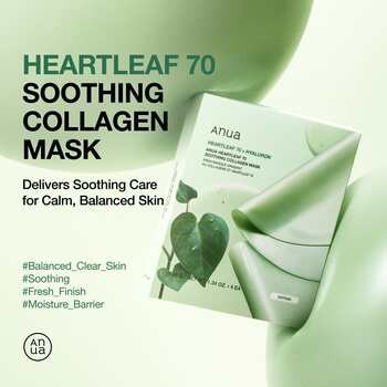 Anua Heartleaf 70 Soothing Collagen Mask, maska do twarzy, 4 szt.