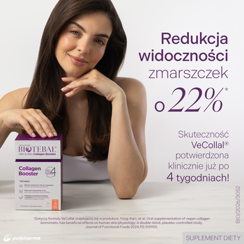 Biotebal Hair & Skin Collagen Booster, saszetki z proszkiem, Sunny Peach, 8 g x 30 szt.