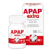 Apap Extra, 500 mg + 65 mg, tabletki powlekane, 50 szt. (butelka)