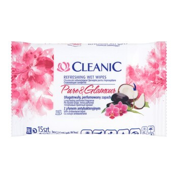 Cleanic Pure & Glamour, chusteczki odświeżające, 15 szt.
