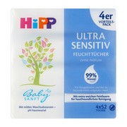 alt HiPP Babysanft Ultra-Sensitive, Chusteczki nawilżane 99% wody, od 1. dnia życia, 4 x 52 szt.