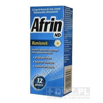 Afrin ND Rumianek, 0,05% (0,5mg/ml) aerozol do nosa, 15 ml