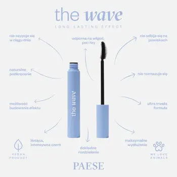 Paese The Wave, tusz do rzęs o przedłużonej trwałości, 10 ml