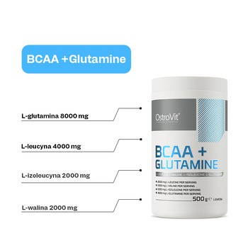 OstroVit BCAA + GLUTAMINE, smak cytrynowy, proszek, 500 g