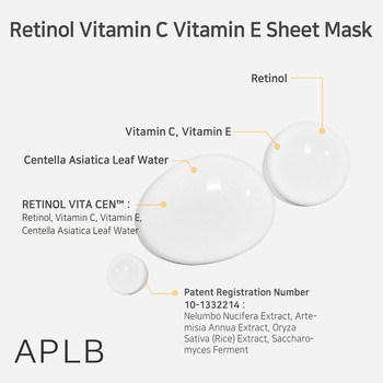 APLB Retinol Vitamin C Vitamin E Sheet Mask, maska w płachcie na twarz z retinolem oraz witaminami C i E, 25 ml