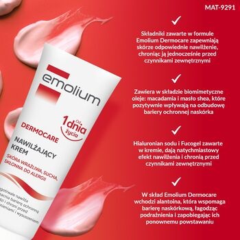 Emolium Dermocare, krem do skóry suchej i wrażliwej, skłonnej do alergii,  75 ml