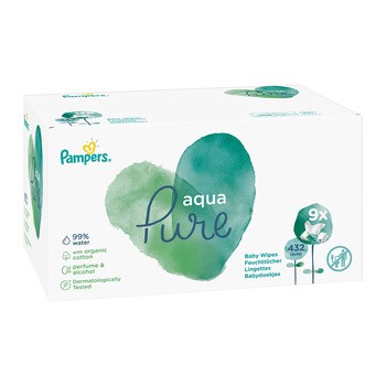 Pampers Aqua Pure, chusteczki nawilżane dla niemowląt, 9 x 48 szt.