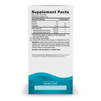 Nordic Naturals Omega-3 690 mg, kapsułki, smak cytrynowy, 120 szt.