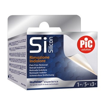 PiC SiSilicon, ultradelikatne plastry z klejem silikonowym, włókninowe, 5 cm x 3 m, 1 rolka