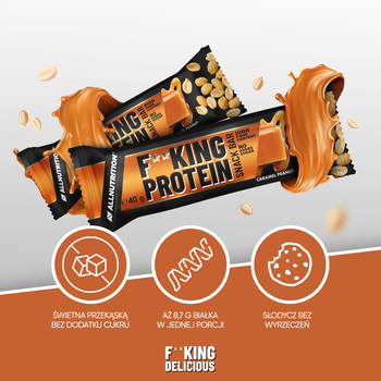 Allnutrition Fitking Protein Snack Bar, baton o smaku karmelu i orzechów, 40 g