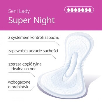Seni Lady Night, wkładki urologiczne na noc, super, 12 szt.