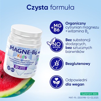 Magne-B6 Kids, tabletki do żucia, smak arbuzowy, 30 szt.