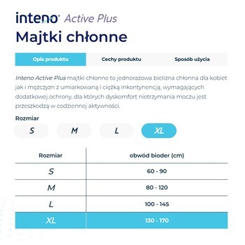 Inteno Active Plus, majtki chłonne, rozmiar M, 10 szt.
