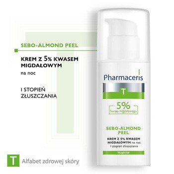 Pharmaceris T Sebo-Almond Peel 5%, krem z 5% kwasem migdałowym, na noc, I stopień złuszczania, 50 ml