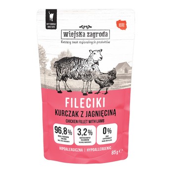 Wiejska Zagroda Fileciki kurczaka z jagnięciną, mokra karma dla kota, 85 g