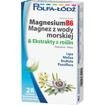 Magnesium B6 Magnez z wody morskiej & ekstrakty roślinne, tabletki, 28 szt. (Polfa Łódź)