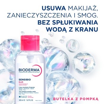 Bioderma Sensibio H2O, woda micelarna do skóry wrażliwej, butelka z pompką, 500 ml