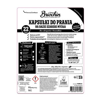 Briochin Kapsułki do prania na bazie szarego mydła, zapach kwiatów, 22 szt.