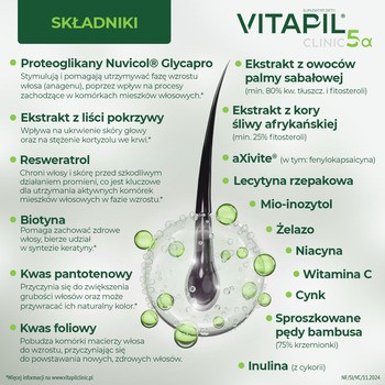 Vitapil Clinic 5a, kapsułki, 60 szt. + saszetki z proszkiem, smak ananasowy, 30 szt.