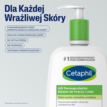 Cetaphil MD Dermoprotektor, balsam nawilżający do twarzy i ciała, 500 ml