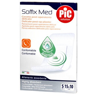 PiC Soffix Med, plaster sterylny, pooperacyjny, 15 x 10 cm, 5 szt