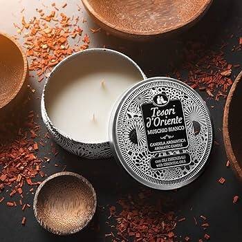 Tesori d'Oriente, aromatyczna świeca zapachowa, białe piżmo, Muschio Bianco, 200 g