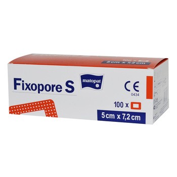 Fixopore S, opatrunek włókninowy, chłonny, jałowy, 7,2 x 5 cm, 100 szt.
