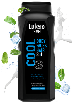 Luksja Men Cool, odświeżający żel pod prysznic 3w1, 500 ml