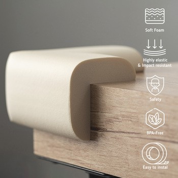 Sipo, piankowe zabezpieczenia narożników mebli, kolor kremowy, 4 szt.