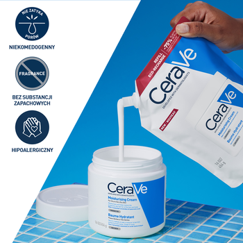 Zestaw CeraVe, nawilżający balsam do twarzy i ciała z ceramidami do skóry suchej i bardzo suchej, 454 g + opakowanie uzupełniające refill, 454 g