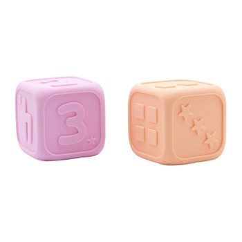 Jellystone Designs, silikonowe kostki edukacyjne, guma balonowa i brzoskwiniowa, 2 szt.