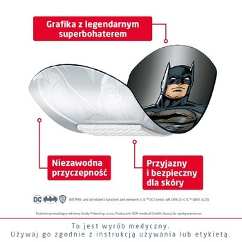 Leukoplast Kids Hero Edition (Batman), plastry z opatrunkiem w dwóch rozmiarach, 12 szt.