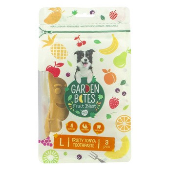 Garden Bites Fruit Blast, Fruity Tonya Toothpaste, wegetariańskie przysmaki dentystyczne dla psów, L, 13,5 cm x 3 szt.