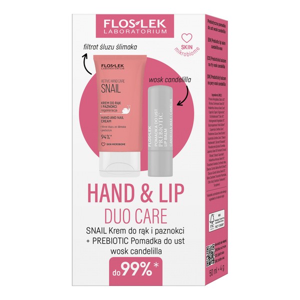 FlosLek Flos-lek Set Hand &amp; Lip Duo Care Snail, Handcreme, 50 ml + Lippenstift, 4 g — Inhaltsstoffe und Bewertung