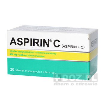 Aspirin C, 400 mg + 240 mg, tabletki musujące, 20 szt. (import równoległy, InPharm)