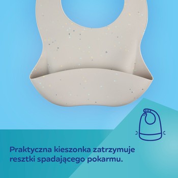 Canpol Babies, śliniak silikonowy z kieszonką Dots, różowy, 1 szt.