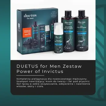 Zestaw Sylveco Duetus For Men, żel pod prysznic 3w1, 300 ml + szampon do włosów, 300 ml + krem do twarzy, 50 ml