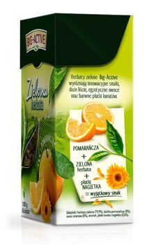 Big-Active, Zielona herbata z pomarańczą, liściasta, 100 g