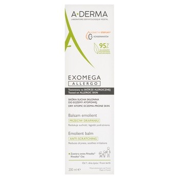 Aderma Exomega Allergo, balsam emolient, kosmetyk sterylny, 200 ml