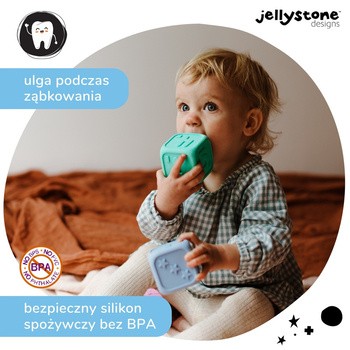 Jellystone Designs, silikonowe kostki edukacyjne, błękitny i miętowy, 2 szt.